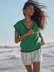 Green Cable V-Neck Vest - Image 4 of 8