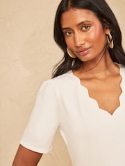 Love & Roses Ivory Scallop V-Neck Jersey Bodysuit - Image 4 of 4