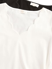 Love & Roses X2 Black and White Scallop V-Neck Jersey Bodysuit - Image 7 of 7