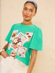 Love & Roses x RHS Green Seedpacket Print Jersey T-Shirt - Image 1 of 5