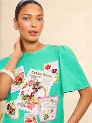 Love & Roses x RHS Green Seedpacket Print Jersey T-Shirt - Image 4 of 5
