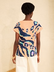 Love & Roses Orange Animal Print V-Neck Jersey T-Shirt - Image 4 of 4