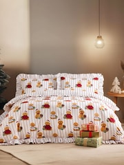 Chelsea Peers Natural Cotton Chip the Christmas Cockapoo Dog Print Reversible Frill Bedding Set - Image 1 of 3