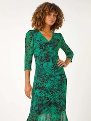 Vestido de malla estampada a media pierna de Roman - Imagen 4 de 5