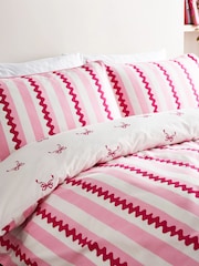 Chelsea Peers Pink Cotton Wavy Stripe and Bow Print Reversible Bedding Set - Image 2 of 3