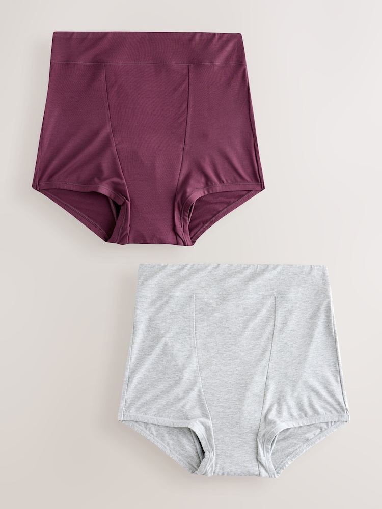 Grey/Purple Short Medium Flow Period Ultimate Comfort Knickers 2 Pack - Image 1 of 8 Grey/Purple Short Medium Flow Period Ultimate Comfort Knickers 2 Pack - Image 1 of 8