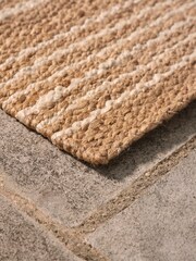 Cox & Cox Natural Braided Jute Stripe Double Doormat - Image 3 of 3