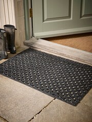 Cox & Cox Black Little Flowers Rubber Doormat Large - Image 1 of 3