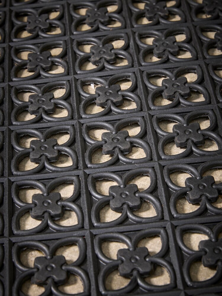 Cox & Cox Black Little Flowers Rubber Doormat Large - Image 2 of 3