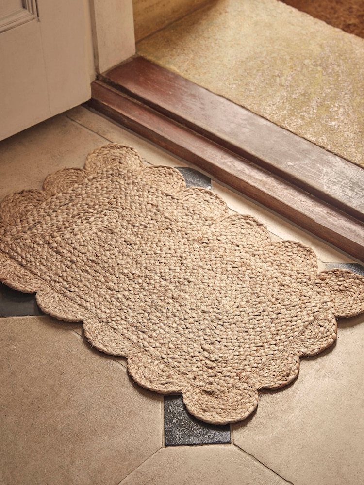 Cox & Cox Natural Scalloped Jute Doormat - Image 1 of 3 Cox & Cox Natural Scalloped Jute Doormat - Image 1 of 3