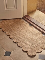 Cox & Cox Natural Scalloped Jute Double Doormat - Image 1 of 3