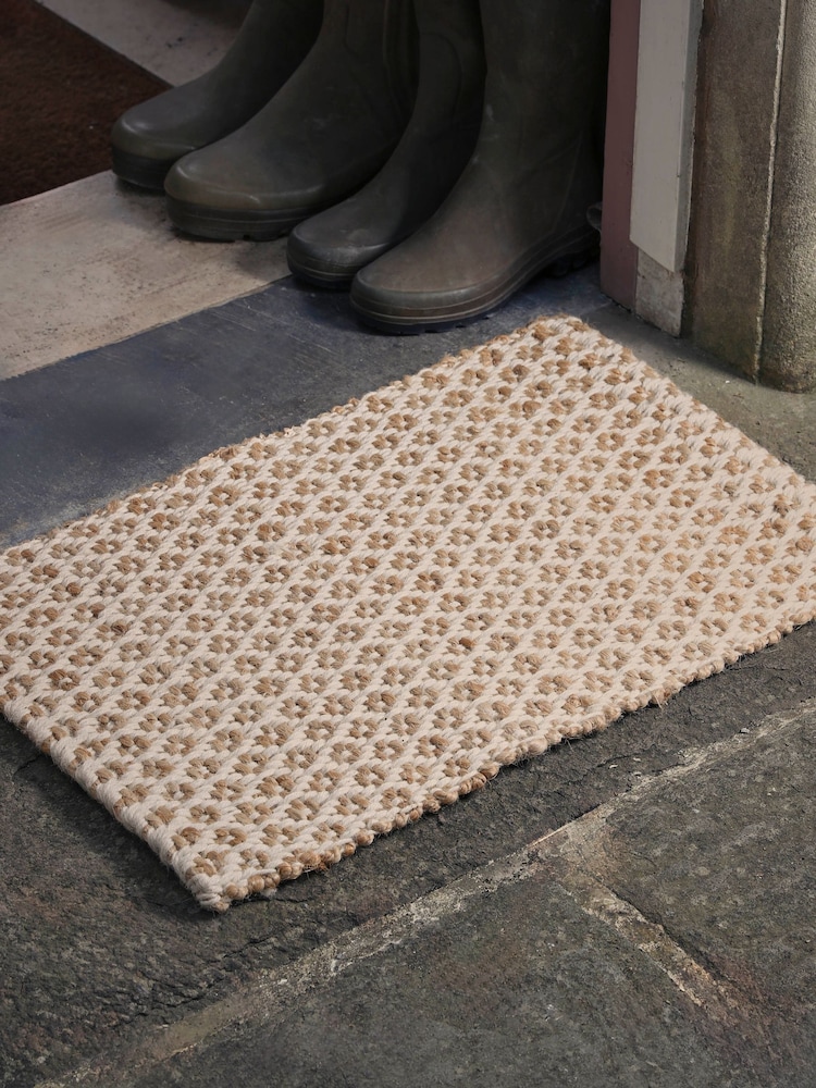 Cox & Cox Natural Geometric Jute Doormat - Image 1 of 2