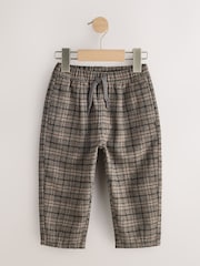 Brown Check Barrel Leg Cosy Smart Trousers (3mths-7yrs) - Image 1 of 4