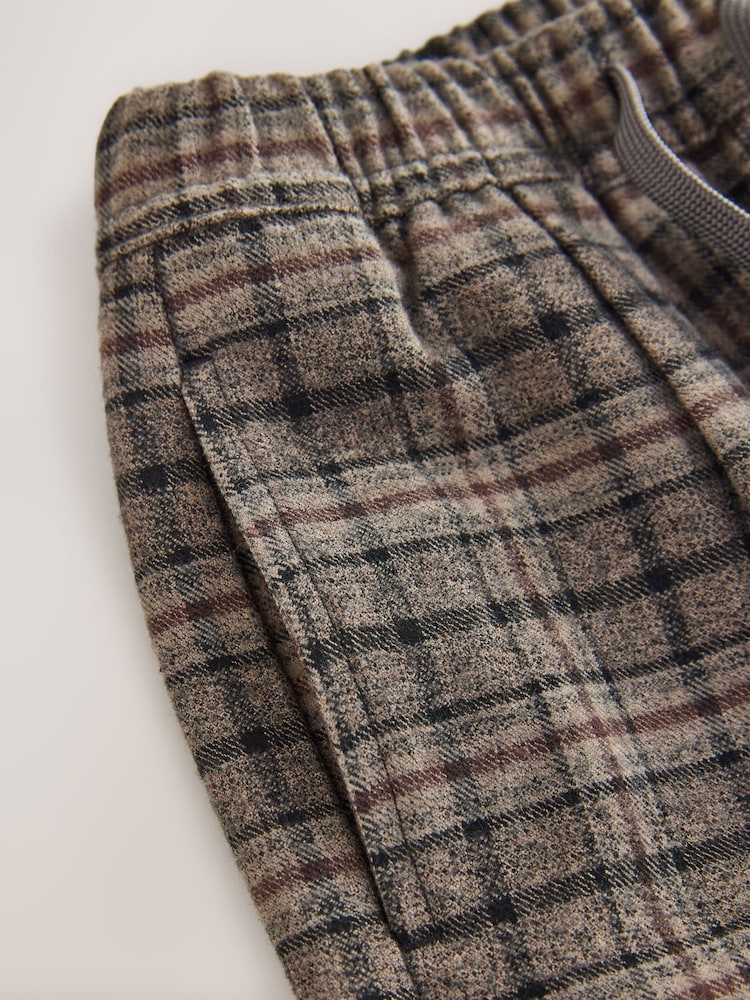 Brown Check Barrel Leg Cosy Smart Trousers (3mths-7yrs) - Image 4 of 4