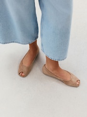 Sand Forever Comfort® Suede Peeptoe Flats - Image 2 of 8