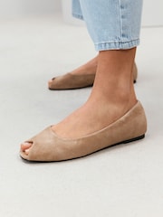 Sand Forever Comfort® Suede Peeptoe Flats - Image 3 of 8