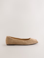 Sand Forever Comfort® Suede Peeptoe Flats - Image 5 of 8