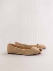 Sand Forever Comfort® Suede Peeptoe Flats - Image 6 of 8