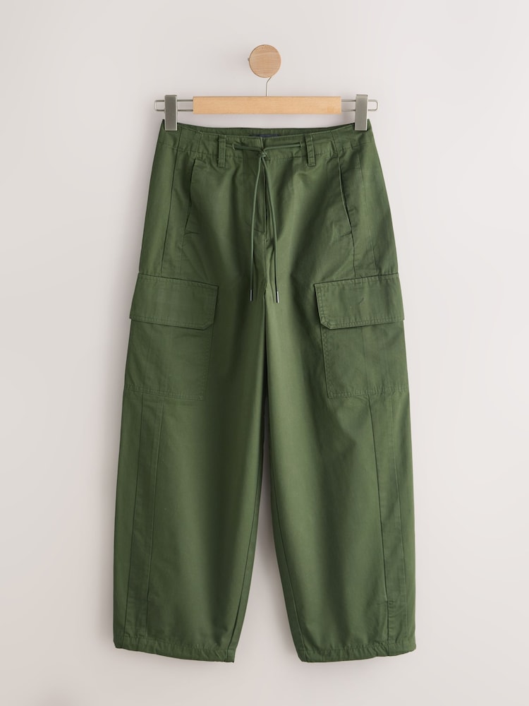 Khaki Green Cargo Cotton Balloon Leg Trousers - Image 1 of 4