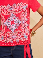 Love & Roses Red Printed Bandana Print T-Shirt - Image 2 of 4