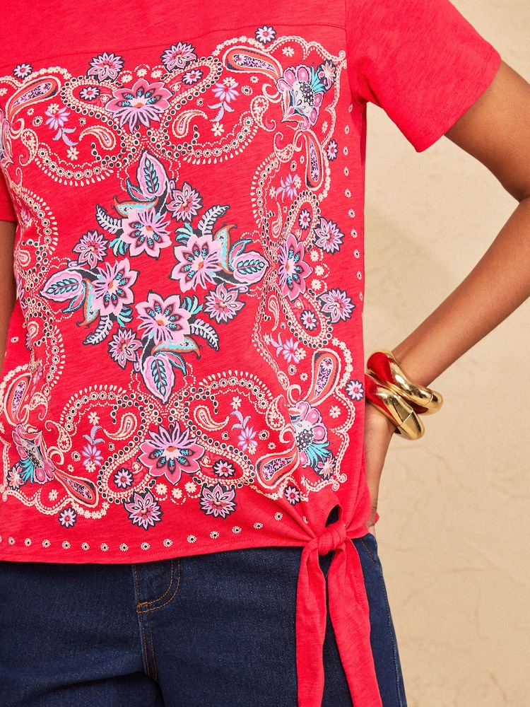 Love & Roses Red Printed Bandana Print T-Shirt - Image 2 of 4