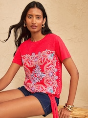 Love & Roses Red Printed Bandana Print T-Shirt - Image 4 of 4