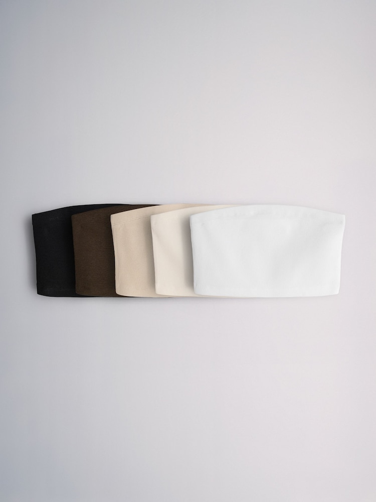The Set 5 Pack Bralets Black/Brown/Neutral/White - Image 1 of 6
