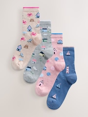 Seaside Conversational Ankle Socks 4 Pack - Image 1 of 7