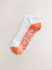 White/Bright Fruits Printed Footbed Trainer Socks 4 Pack - Image 2 of 7