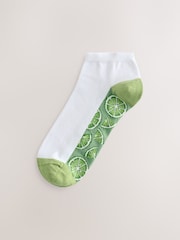 White/Bright Fruits Printed Footbed Trainer Socks 4 Pack - Image 5 of 7