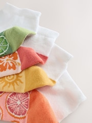 White/Bright Fruits Printed Footbed Trainer Socks 4 Pack - Image 6 of 7