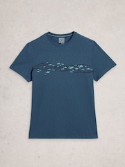 White Stuff Blue Abersoch Swim Fish Graphic T-Shirt - Image 1 of 2