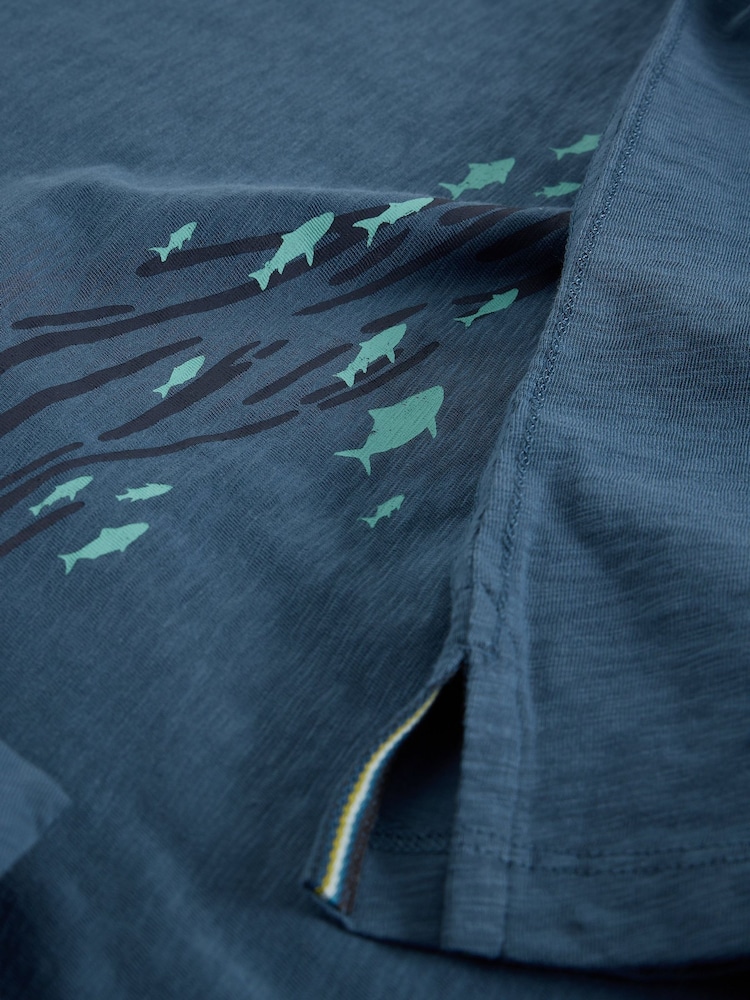 White Stuff Blue Abersoch Swim Fish Graphic T-Shirt - Image 2 of 2