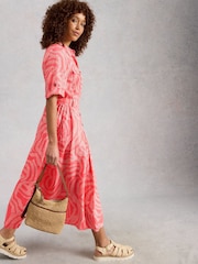 White Stuff Red Tiff Linen Blend Shirt Dress - Image 2 of 6