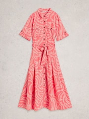 White Stuff Red Tiff Linen Blend Shirt Dress - Image 5 of 6