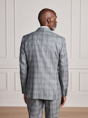 Gris - Signature Slim Fit Alfred Brown 100% British Wool Check Suit Jacket - Image 3 de 5