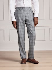 Gris - Pantalon de costume Signature Coupe ajustée Alfred Brown 100% laine britannique Marron à carreaux - Image 1 de 4