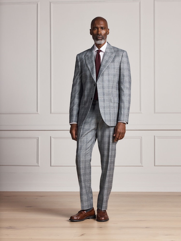 Gris - Pantalon de costume Signature Coupe ajustée Alfred Brown 100% laine britannique Marron à carreaux - Image 2 de 4