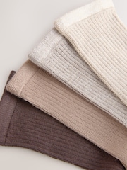 Neutral Supersoft Ribbed Ankle Socks 4 Pack - Image 6 of 7