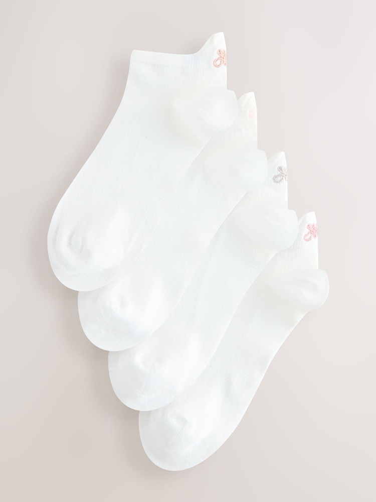 White 'N' Swirl Logo Back Embroidered Motif Trainer Socks 4 Pack - Image 1 of 7