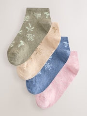 Pastel Floral Trainer Socks 4 Pack - Image 1 of 7