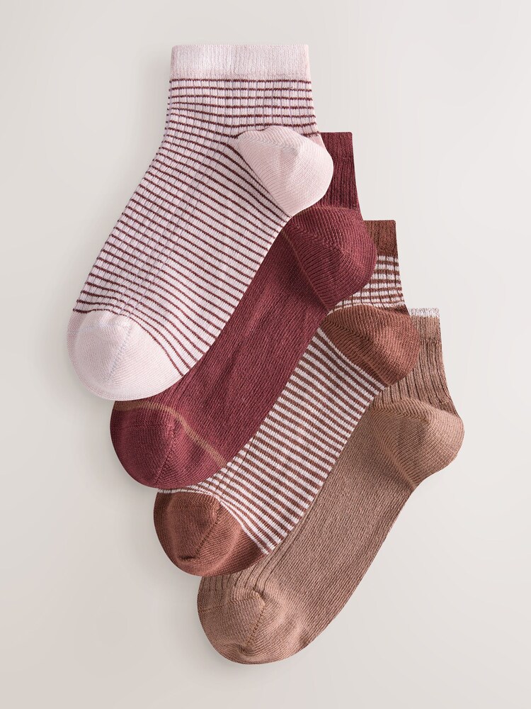 莓紅色條紋 - Supersoft Ribbed Trainer Socks 4 Pack - 圖片 1/7