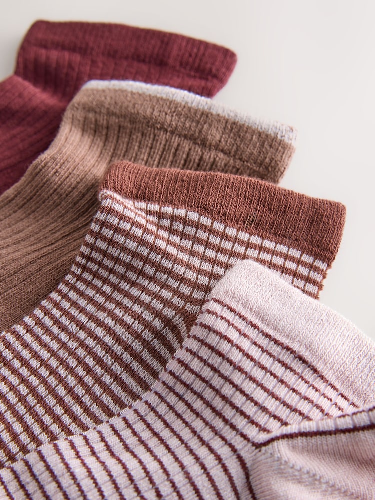 莓紅色條紋 - Supersoft Ribbed Trainer Socks 4 Pack - 圖片 7/7