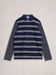 White Stuff Blue Porth Pique Rugby Sweat Top - Image 1 of 2