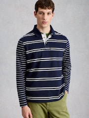 White Stuff Blue Porth Pique Rugby Sweat Top - Image 3 of 7