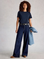 White Stuff Blue Clara Short Sleeve T-Shirt - Image 1 of 6