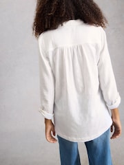 White Stuff White Annie Double Cloth Longline Shirt - Image 3 of 6