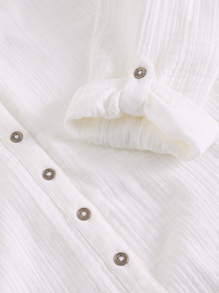 White Stuff White Annie Double Cloth Longline Shirt - Image 6 of 6