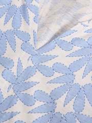 White Stuff Sky Blue/ White 100% Cotton Nelly Notch Neck T-Shirt - Image 6 of 6