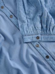 White Stuff Blue Daisy Dobby Mix Top - Image 6 of 6